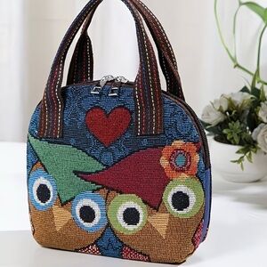 Colorful Owl Patterned Women's Bag